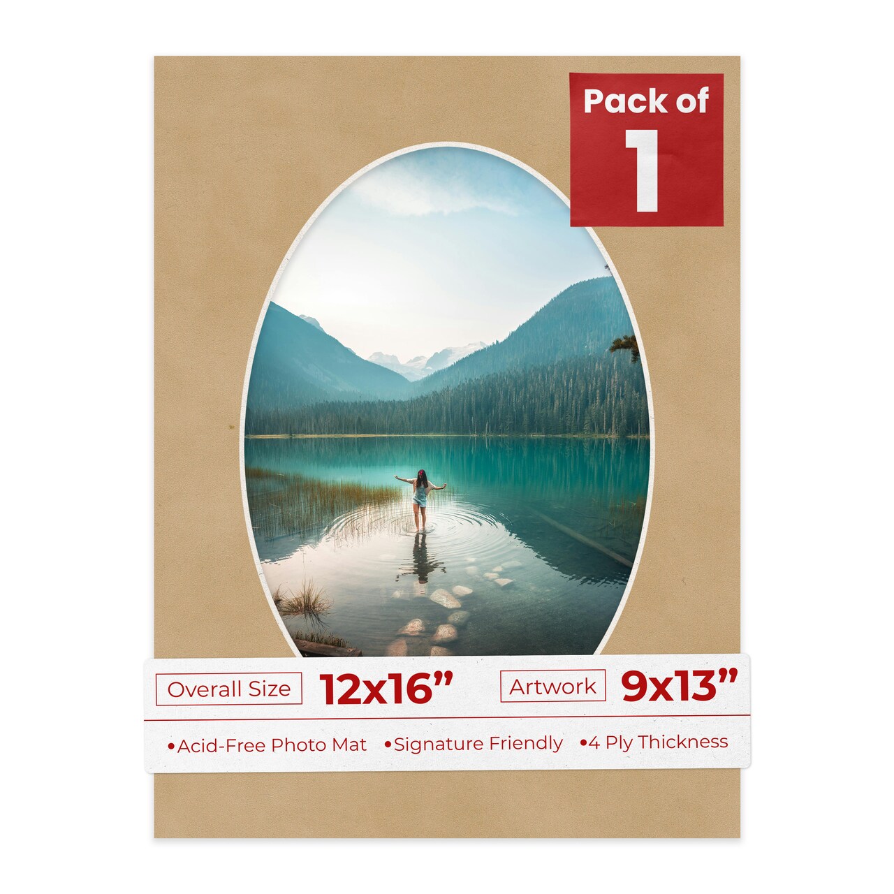 Beige Suede Mat Board for 12x16 Frames - Oval Opening for 9x13 Photos